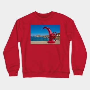 Old Boat Crane in Rovinj, Croatia Crewneck Sweatshirt